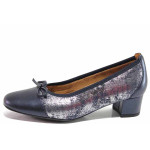 Сини ортопедични дамски обувки със среден ток, естествена кожа - всекидневни обувки за пролетта и лятото N 100015624