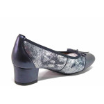 Сини ортопедични дамски обувки със среден ток, естествена кожа - всекидневни обувки за пролетта и лятото N 100015624
