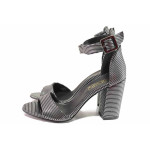 Черни дамски сандали, здрава еко-кожа - официални обувки за пролетта и лятото N 100015627