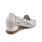 Бели дамски обувки със среден ток, естествена кожа - всекидневни обувки за пролетта и лятото N 100015628