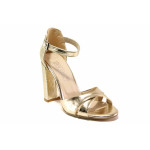 Жълти дамски сандали, здрава еко-кожа - елегантни обувки за пролетта и лятото N 100015640