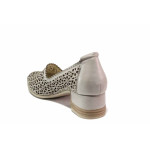 Бежови дамски обувки със среден ток, естествена кожа - ежедневни обувки за пролетта и лятото N 100015647