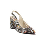 Многоцветни анатомични дамски обувки с висок ток, еко-кожа с крокодилска шарка - елегантни обувки за пролетта и лятото N 100015678