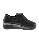 Черни анатомични дамски обувки с платформа, естествена кожа - ежедневни обувки за пролетта и лятото N 100015801