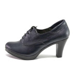 Тъмносини дамски обувки с висок ток, естествена кожа - всекидневни обувки за пролетта и лятото N 100015762