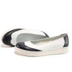 Бели анатомични дамски обувки с равна подметка, естествена кожа - ежедневни обувки за пролетта и лятото N 100015800