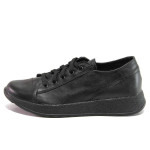 Черни анатомични дамски обувки с равна подметка, естествена кожа - всекидневни обувки за пролетта и лятото N 100015785