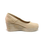 Бежови дамски обувки с платформа, естествена кожа - всекидневни обувки за пролетта и лятото N 100015796