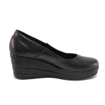 Черни дамски обувки с платформа, естествена кожа - всекидневни обувки за пролетта и лятото N 100015794