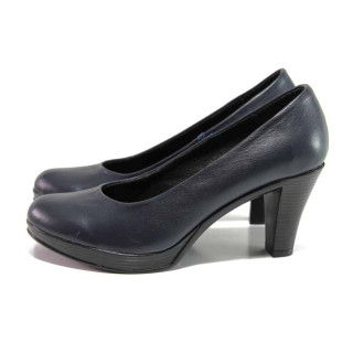 Черни дамски обувки с висок ток, естествена кожа - ежедневни обувки за пролетта и лятото N 100015816