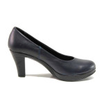 Черни дамски обувки с висок ток, естествена кожа - ежедневни обувки за пролетта и лятото N 100015816