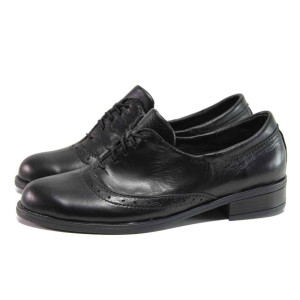 Черни анатомични дамски обувки с равна подметка, естествена кожа - всекидневни обувки за пролетта и лятото N 100015782