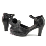Черни дамски сандали, естествена кожа - ежедневни обувки за пролетта и лятото N 100015817