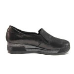 Черни дамски обувки с платформа, естествена кожа - всекидневни обувки за пролетта и лятото N 100015791
