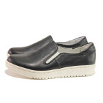 Черни анатомични дамски обувки с равна подметка, естествена кожа - всекидневни обувки за пролетта и лятото N 100015770