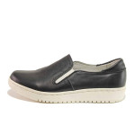Черни анатомични дамски обувки с равна подметка, естествена кожа - всекидневни обувки за пролетта и лятото N 100015770