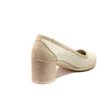 Бежови анатомични дамски обувки със среден ток, естествена кожа - всекидневни обувки за пролетта и лятото N 100015763