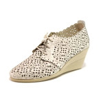 Бежови дамски обувки с платформа, естествена кожа - всекидневни обувки за пролетта и лятото N 100015753