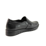 Черни дамски обувки с равна подметка, естествена кожа - всекидневни обувки за пролетта и лятото N 100015765