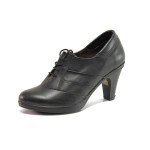 Черни дамски обувки със среден ток, естествена кожа - всекидневни обувки за пролетта и лятото N 100015758
