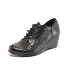 Черни дамски обувки с платформа, естествена кожа - всекидневни обувки за пролетта и лятото N 100015750