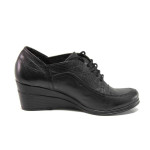 Черни дамски обувки с платформа, естествена кожа - всекидневни обувки за пролетта и лятото N 100015750