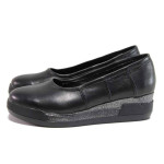 Черни дамски обувки с платформа, естествена кожа - всекидневни обувки за пролетта и лятото N 100015752