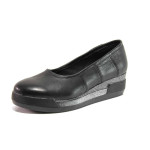 Черни дамски обувки с платформа, естествена кожа - всекидневни обувки за пролетта и лятото N 100015752