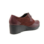 Винени дамски обувки с платформа, естествена кожа и естествена велурена кожа - всекидневни обувки за пролетта и лятото N 100015748