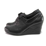 Черни дамски обувки с платформа, естествена кожа - всекидневни обувки за пролетта и лятото N 100015743