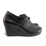 Черни дамски обувки с платформа, естествена кожа - всекидневни обувки за пролетта и лятото N 100015743
