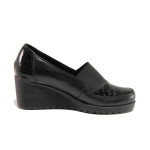 Черни дамски обувки с платформа, естествена кожа - всекидневни обувки за пролетта и лятото N 100015745