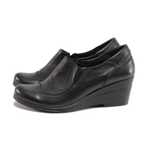 Черни дамски обувки с платформа, естествена кожа - всекидневни обувки за пролетта и лятото N 100015746