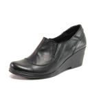 Черни дамски обувки с платформа, естествена кожа - всекидневни обувки за пролетта и лятото N 100015746