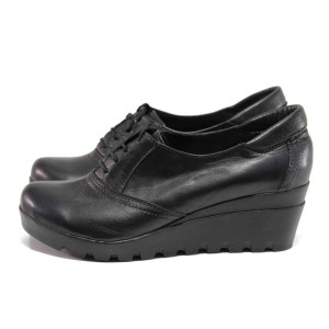 Черни дамски обувки с платформа, естествена кожа - всекидневни обувки за пролетта и лятото N 100015747