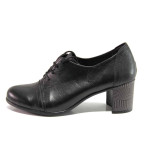 Черни дамски обувки със среден ток, естествена кожа - всекидневни обувки за пролетта и лятото N 100015757