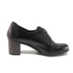 Черни дамски обувки със среден ток, естествена кожа - всекидневни обувки за пролетта и лятото N 100015757