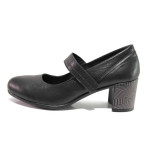 Черни дамски обувки със среден ток, естествена кожа и естествена велурена кожа - ежедневни обувки за пролетта и лятото N 100015830