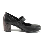 Черни дамски обувки със среден ток, естествена кожа и естествена велурена кожа - ежедневни обувки за пролетта и лятото N 100015830