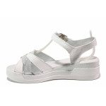 Бели дамски сандали, естествена кожа - ежедневни обувки за пролетта и лятото N 100018577