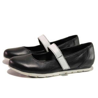 Черни анатомични дамски обувки с равна подметка, естествена кожа - ежедневни обувки за пролетта и лятото N 100015822