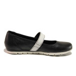 Черни анатомични дамски обувки с равна подметка, естествена кожа - ежедневни обувки за пролетта и лятото N 100015822