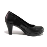 Черни дамски обувки с висок ток, естествена кожа - ежедневни обувки за пролетта и лятото N 100015833