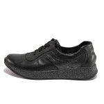 Черни анатомични дамски обувки с равна подметка, естествена кожа - ежедневни обувки за пролетта и лятото N 100015826