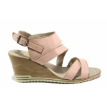 Розови анатомични дамски сандали, естествена кожа - елегантни обувки за пролетта и лятото N 100015894