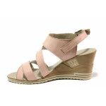 Розови анатомични дамски сандали, естествена кожа - елегантни обувки за пролетта и лятото N 100015894