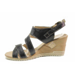Черни дамски сандали, естествена кожа - елегантни обувки за пролетта и лятото N 100015895
