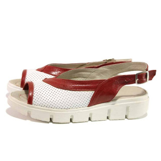 Бели анатомични дамски сандали, естествена кожа - ежедневни обувки за пролетта и лятото N 100015901