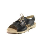 Черни дамски сандали, естествена кожа - ежедневни обувки за пролетта и лятото N 100015905