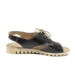 Черни дамски сандали, естествена кожа - ежедневни обувки за пролетта и лятото N 100015905
